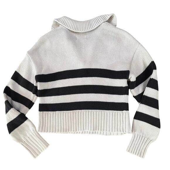 Pistola Arlo Polo Cropped Chunky Knit Sweater Size XS Striped Boxy Comfy Preppy - Picture 7 of 14